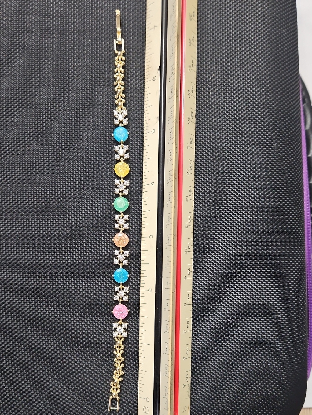 Candy Gem Link Bracelet - Gold Tone
